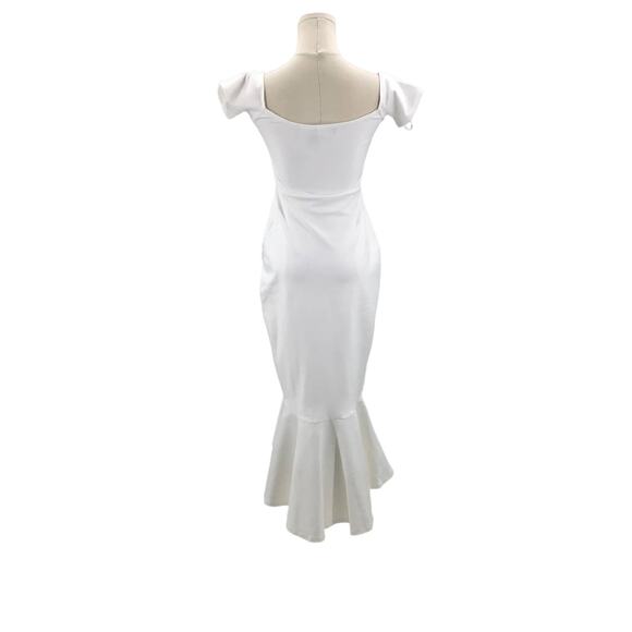 LULU'S XS White How Much I Care Ivory Off-the-Shoulder Midi Dress NEW B60 - Picture 4 of 12